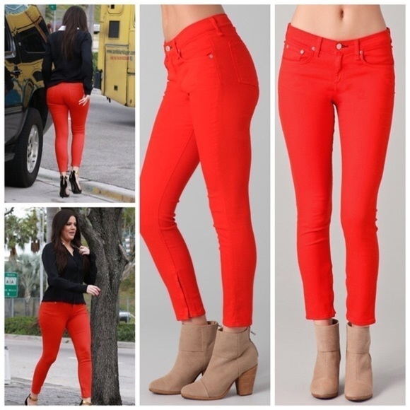 Rag & Bone Zipper Capri Crop Jeans Sz 27 Orange - Picture 1 of 10